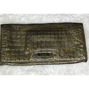 Cole Haan green snake print clutch